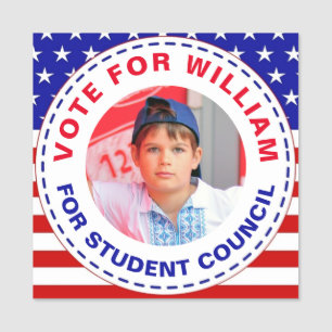 Editable "Vote"  for Class President with American Name Tag