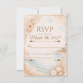 Editable Watercolor Beach Wedding RSVP Card