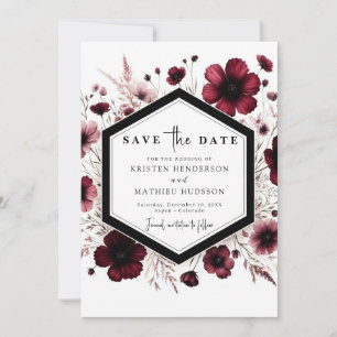Editable Watercolor Burgundy Wedding  Save The Date