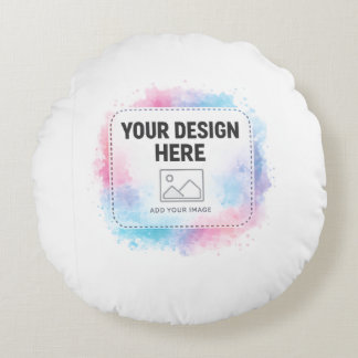 Editable Watercolor Design Template – Your Design Round Pillow