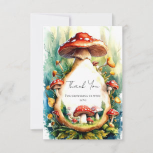 Editable Watercolor Mushroom Baby Shower Thank You Card