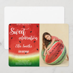 Editable Watermelon Birthday Photo Invitation