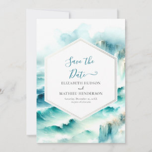 Editable Waves Nautical Wedding Save The Date