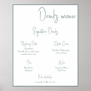 Editable Wedding Drinks Menu Poster