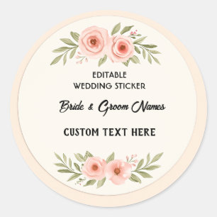 Editable Wedding Sticker – Custom Round Label for 