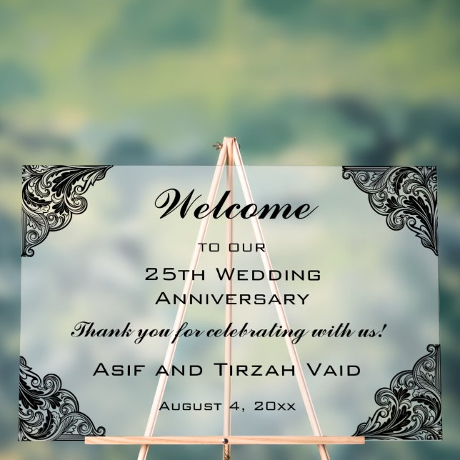 Editable Welcome Black Frame Acrylic Sign (Neutral)