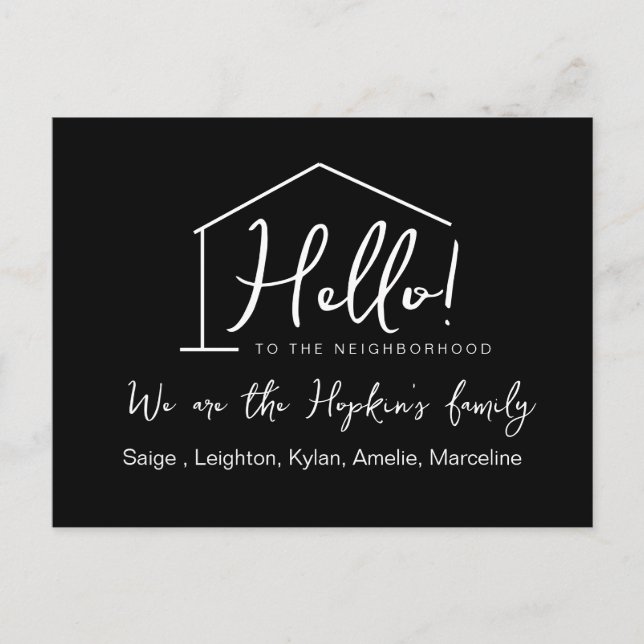 Editable "We're New to the Neighbourhood" Card  (Front)