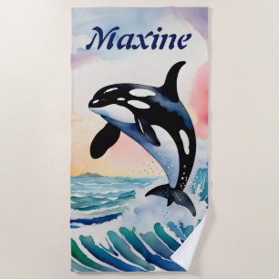 Editable Whale Beach Towel