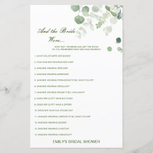 Editable What is the Bride Wearing Bridal Shower