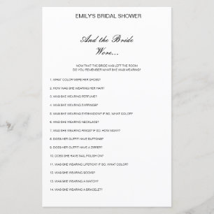 Editable What is the Bride Wearing Bridal Shower