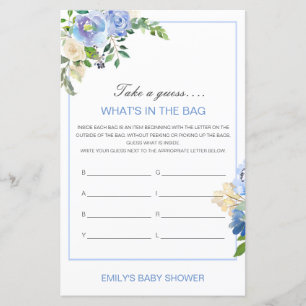 Editable What's in the Bag Baby Shower Game