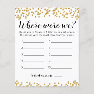 Editable Where Were We Bridal Shower game