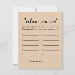 Editable Where Were We Bridal Shower game Card