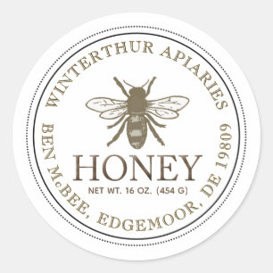 Editable White Honey Jar Vintage Bee Étiquette
