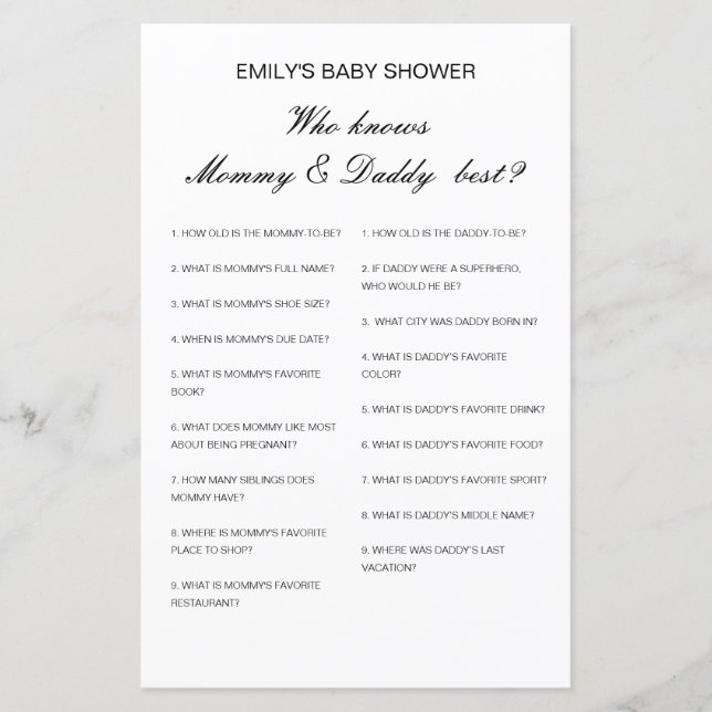 Editable Who Knows Mommy and Daddy Best (Front)