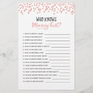 Editable Who knows Mommy Best? Baby Shower Game