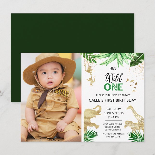 Editable Wild One Birthday  Invitation (Front/Back)