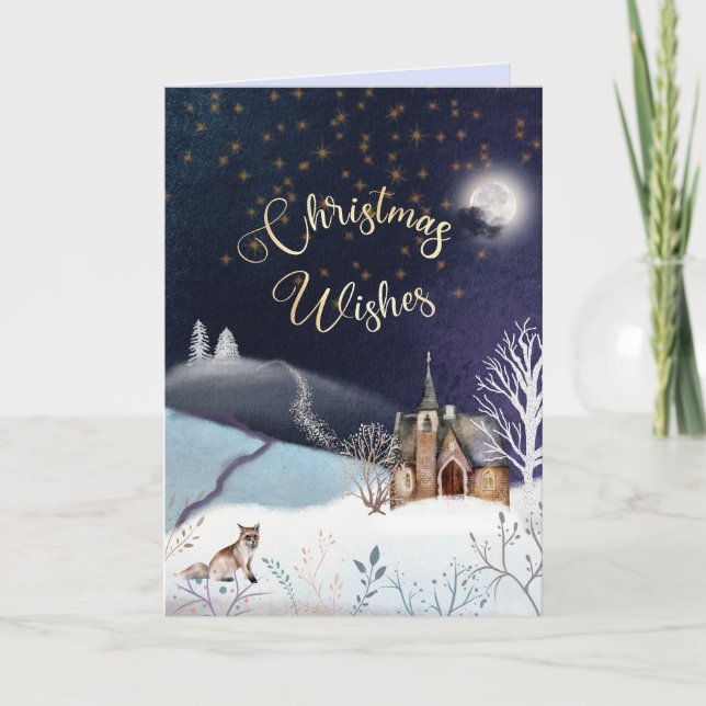 EDITABLE Winter Nights Vintage Christmas Card (Front)