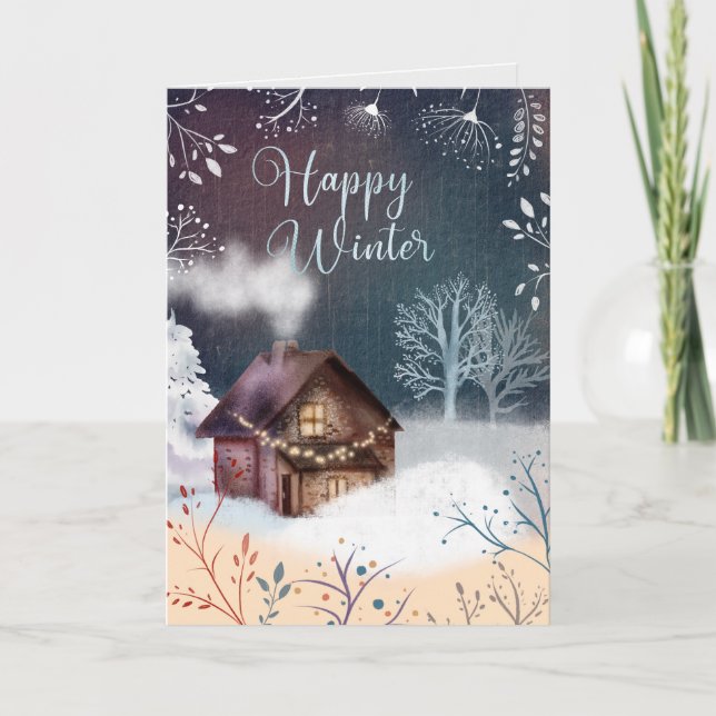 EDITABLE Winter Nights Vintage Christmas Card (Front)
