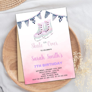 Editable Winter Rink Party Invite for Girls