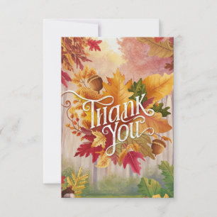 Editable Wishes Autumn Fall Thank You Card