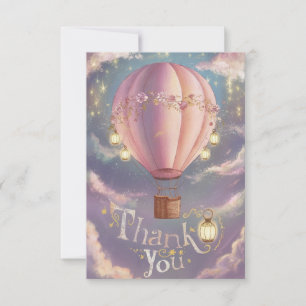 Editable Wishes Hot Air Balloon  Thank You Card