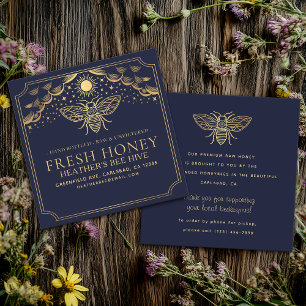 Editable Witchy Tarot Beekeeper Honeybee  Square Business Card