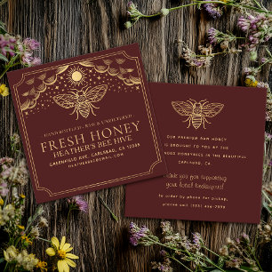 Editable Witchy Tarot Beekeeper Honeybee  Square Business Card