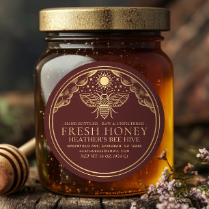 Editable Witchy Tarot Honey Jar Lid Honeybee Label