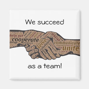 Editable Word Cloud Handshake Teamwork Magnet