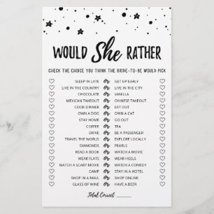Editable Would She Rather Bridal Shower game