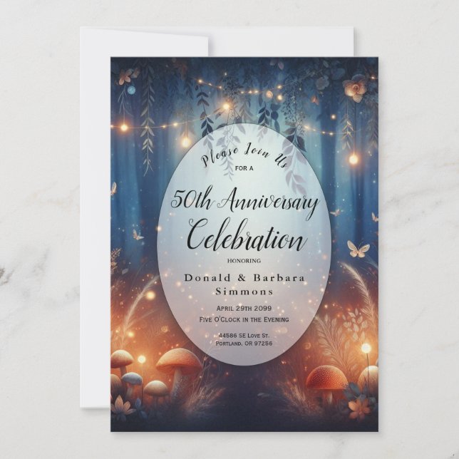 Editable Year Fairy Lights in a Moonlit Forest Invitation (Front)