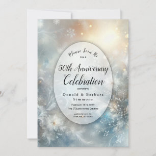 Editable Year Frozen Petals in Winter Anniversary  Invitation