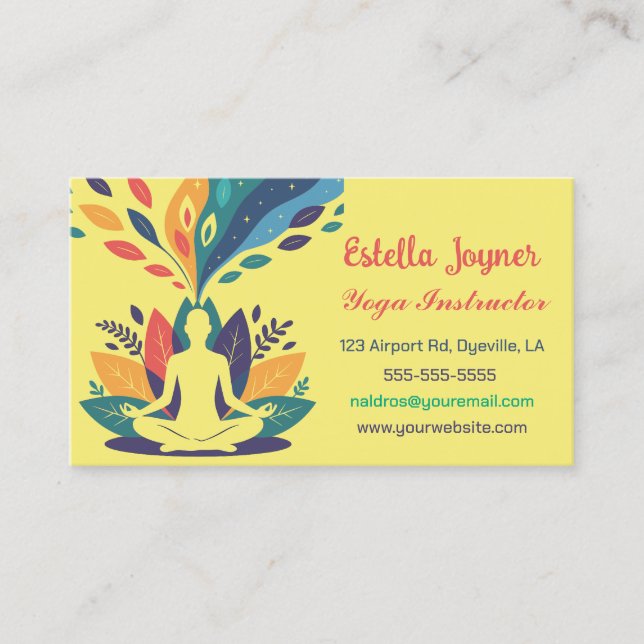 Editable Yoga Instructor Business Card (Front)