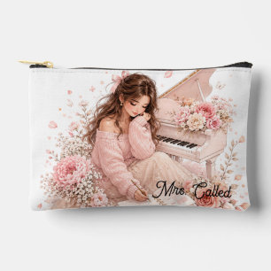 Editablr Soft Pink Piano Floral Cosmetic Bag