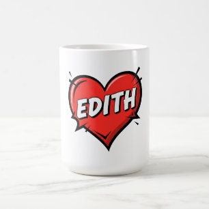 Edith Comic Pop Art Heart Name Coffee Mug