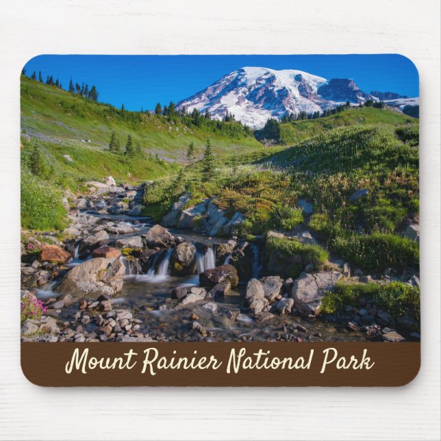 Edith Creek and Mount Rainier Morning Light Mouse Pad (Front)