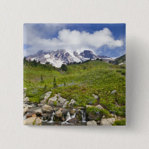 Edith Creek and wildflower meadows at Paradise 2 Inch Square Button