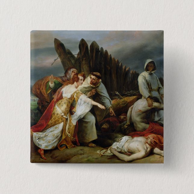 Edith Finding the Body of Harold, 1828 2 Inch Square Button (Front)