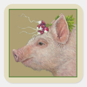 Edith the pig with radishes stickers