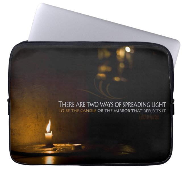 Edith Wharton Inspirational Quote "Light" Laptop Sleeve (Front)