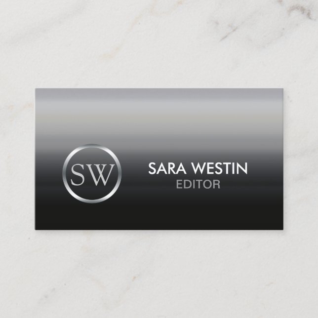 Editor Print Publishing Elegant Monogram Business Card (Front)