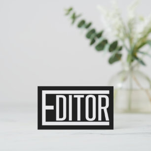 Editor Word Black and White Business Card