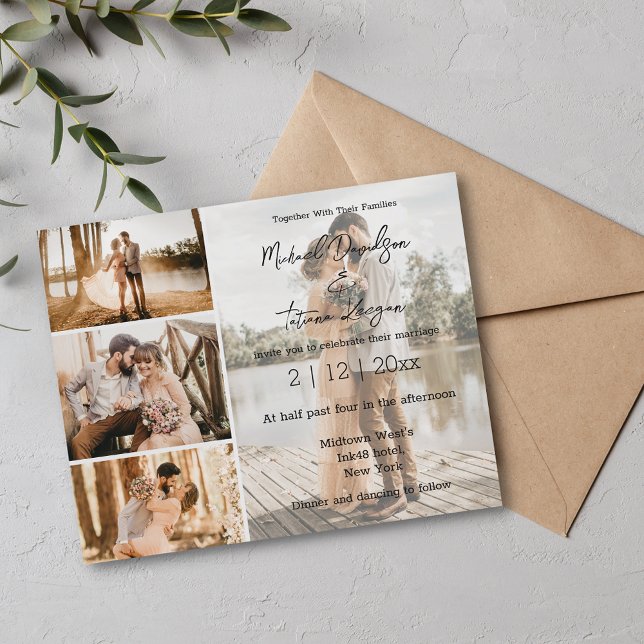 Editorial Chic Multi Photo Wedding Invitation (Creator Uploaded)