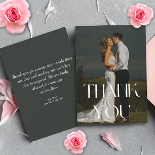 Editorial Chic Typography Wedding Photo Thank You Card