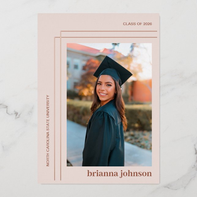 Editorial foil graduation announcement card (Front)