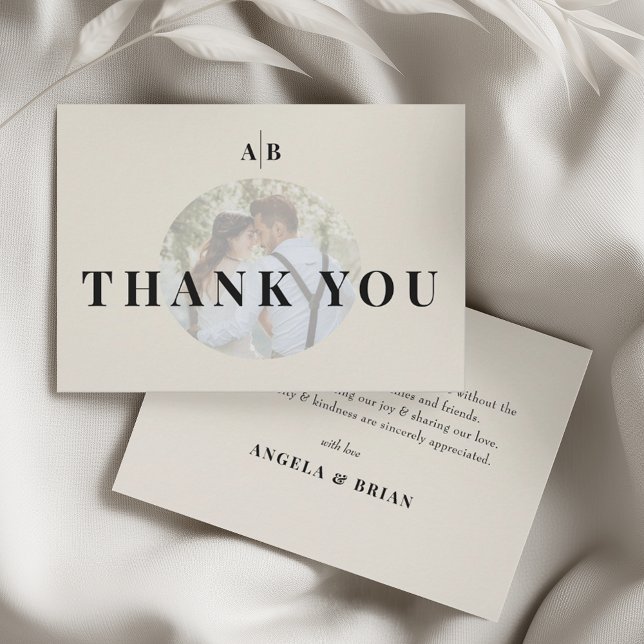 Editorial Ivory Photo Wedding Thank You Card (Creator Uploaded)