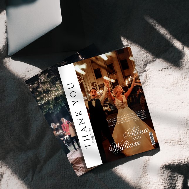 Editorial Magazine Cover Wedding Thank You Card (Creator Uploaded)