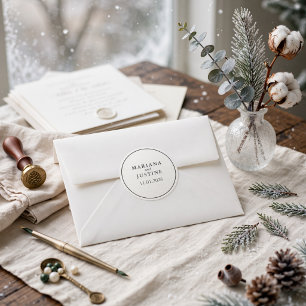 Editorial Minimalist Winter Wedding Elegant Round  Classic Round Sticker