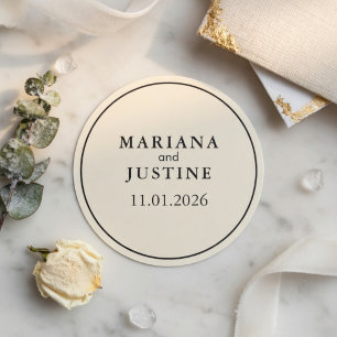 Editorial Minimalist Winter Wedding Elegant Round Classic Round Sticker